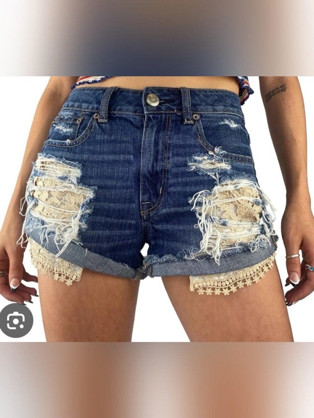 American Eagle Lace Pocket HR Festival Shorts Size 6